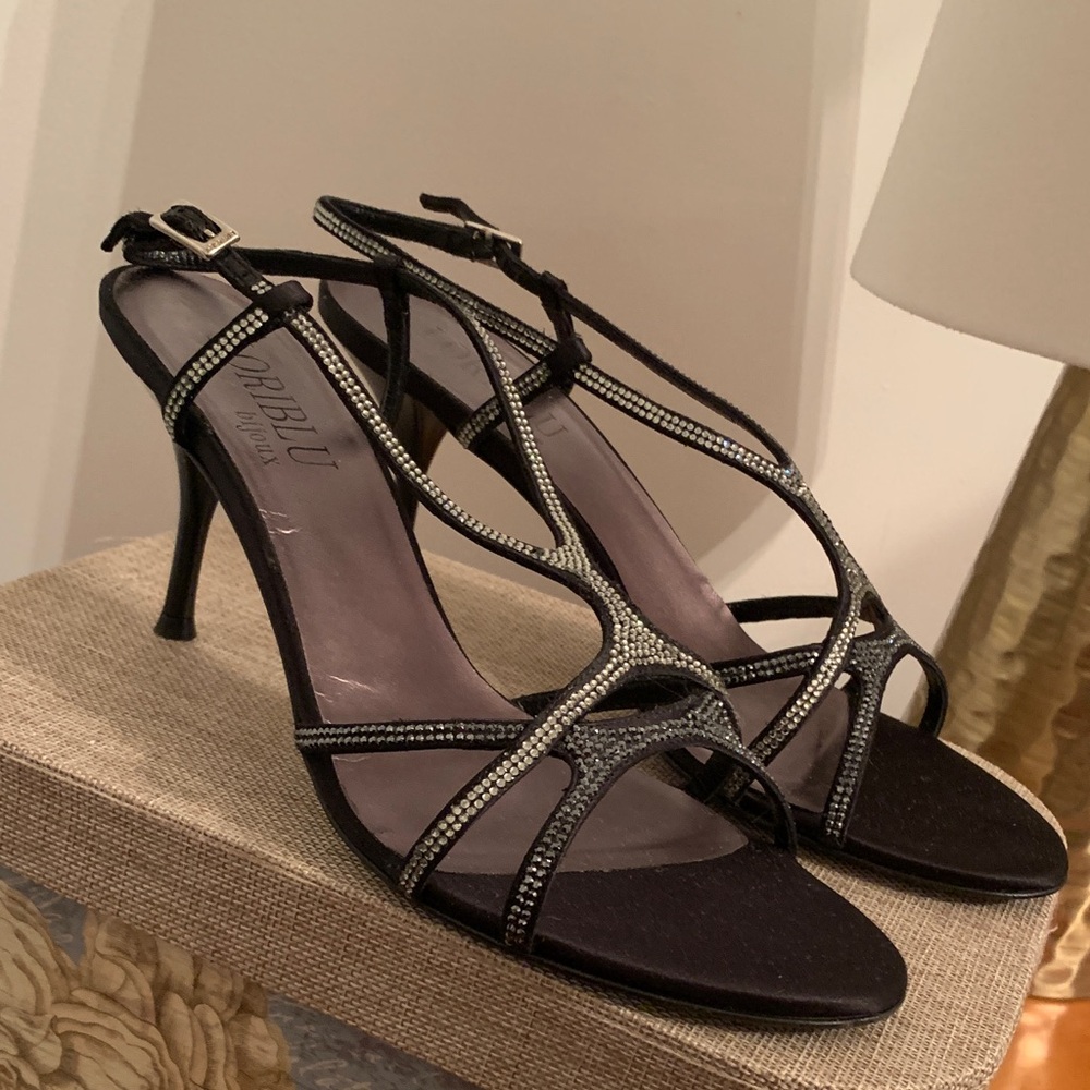 LORIBLU Black Strappy Heels